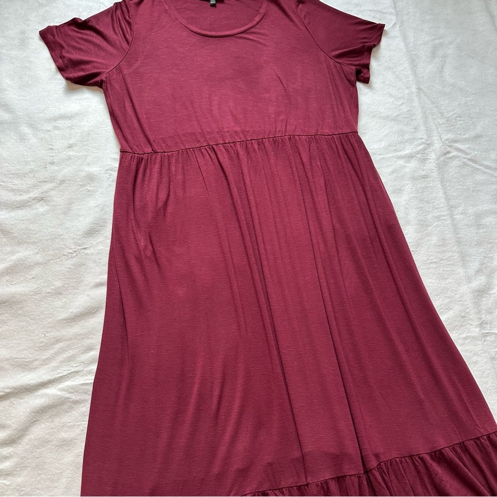 Lane Bryant Women’s Wine Burgundy Knit Flounce Maxi Dress, size 18/20 - Picture 12 of 16
